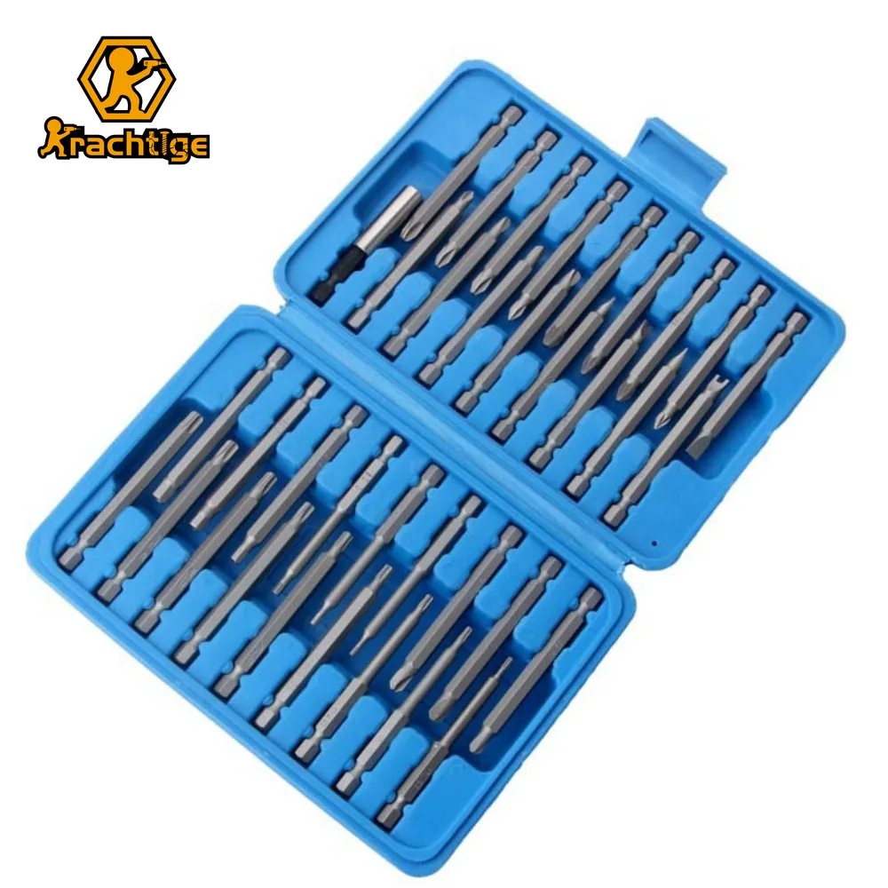 

Krachtige 36Pcs 1/4 Screwdriver Bits Kit 75mm Extra Long Magnetic Screwdriver Bit Set Torx Star Hex Spline Bit