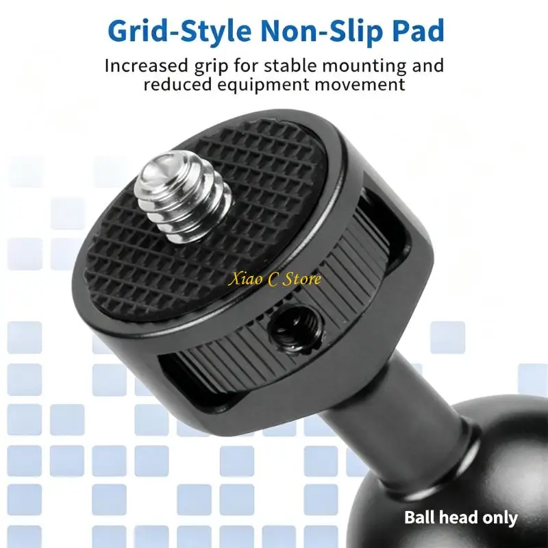 Y1AE Threaded Camera Ball Head Mount with Hand-Operated Tightening and Release for Supported Monitors and Fill Lights