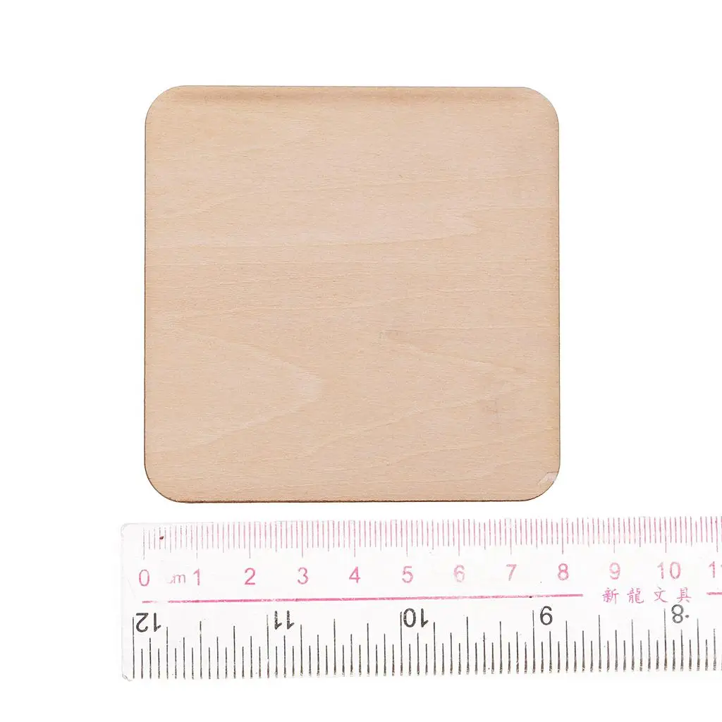 SHAPE Cutting Wooden Crafts Flat Square Pieces for Art Decor