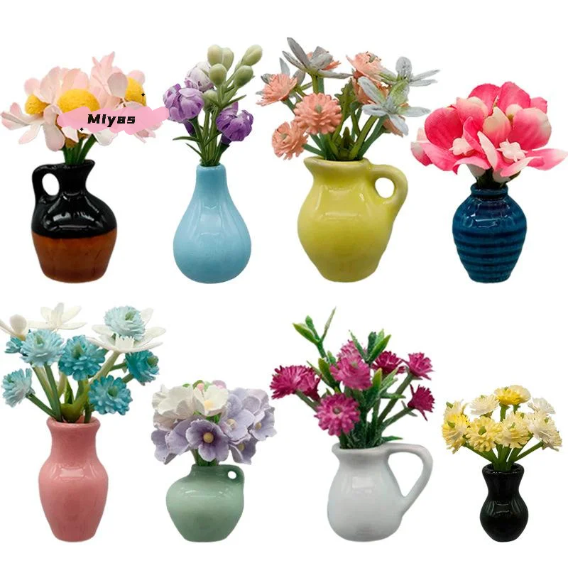 1 stks 3D Stereo Keramische Mini Vaas Model Ins Stijl Woondecoratie Magneet voor Poppenhuis Kleine Koelkast Sticker