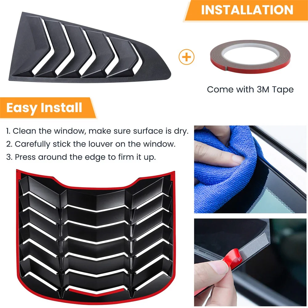 Hintere Seiten fenster lamellen für Ford Mustang 2015-2017 Windschutz scheibe Sonnenschutz abdeckung Entlüftung GT Lambo-Stil Custom Fit Allwetter abs – Detail 6