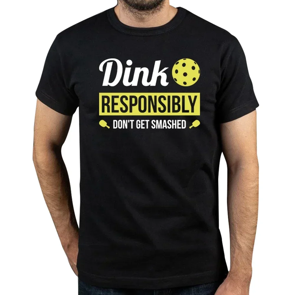 Vintage Dink Responsibly Funny Pickleball for Men Round Neck Cotton Short Sleeve Gift Idea Clothing heavyweight harajuku summer