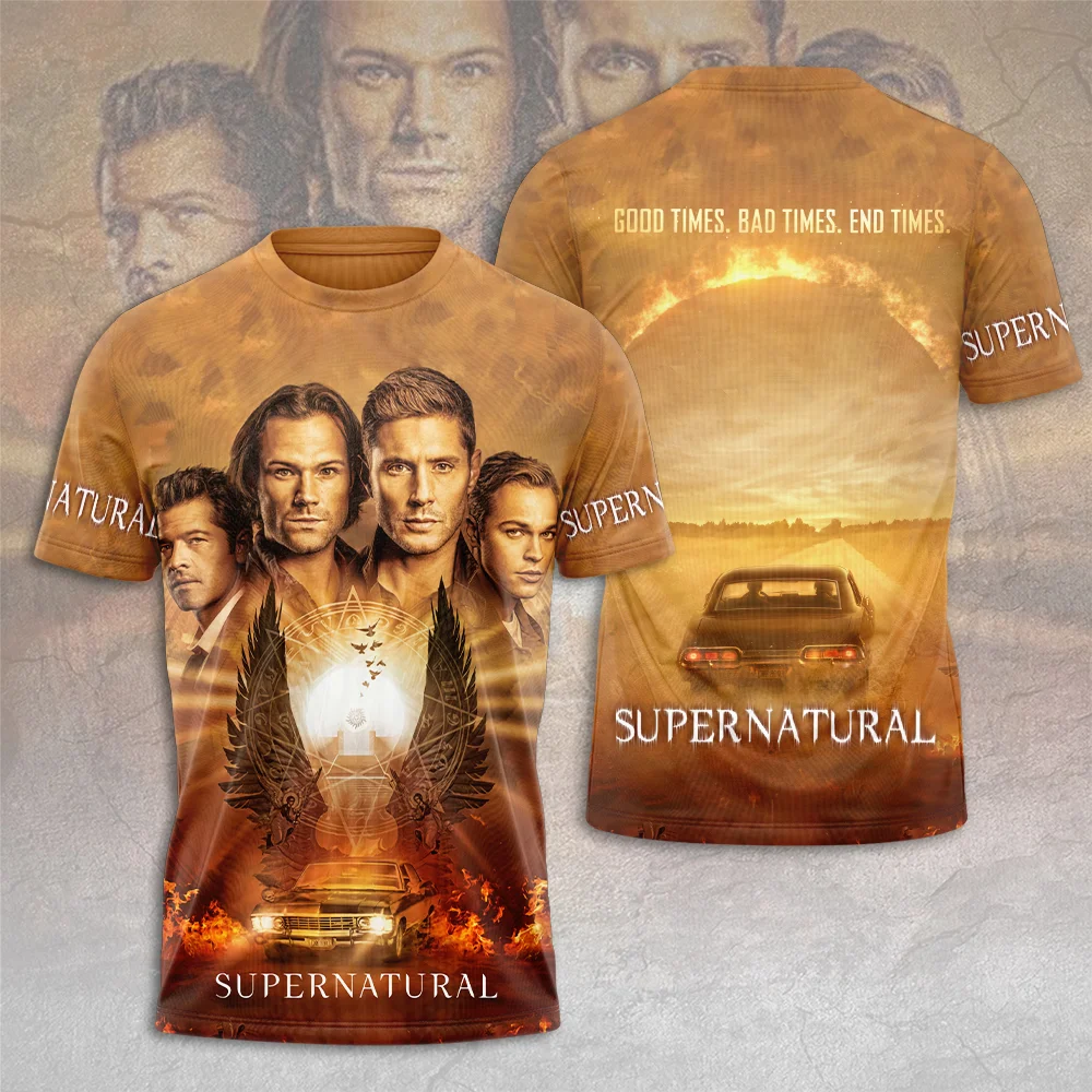 Hot Supernatural TV Series 3D Printing Tshirt Fashion Men Women Harajuku Short Sleeve O-neck Tee Top Oversized Boys Clothing