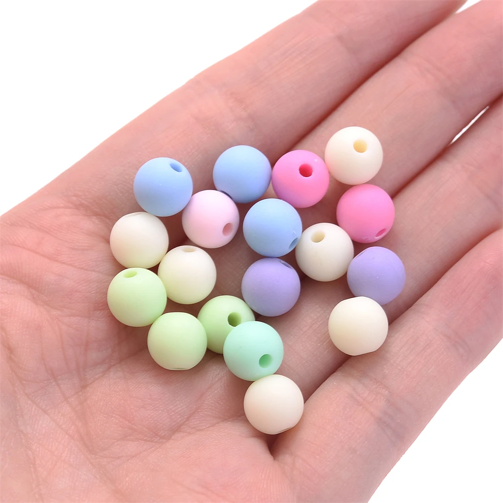 6/8/10/12/14mm Mix Matte Acrylic Macaroon Spacer Beads Loose Jewelry Round Bead For Making Bracelet Necklace Earring Diy Jewelry