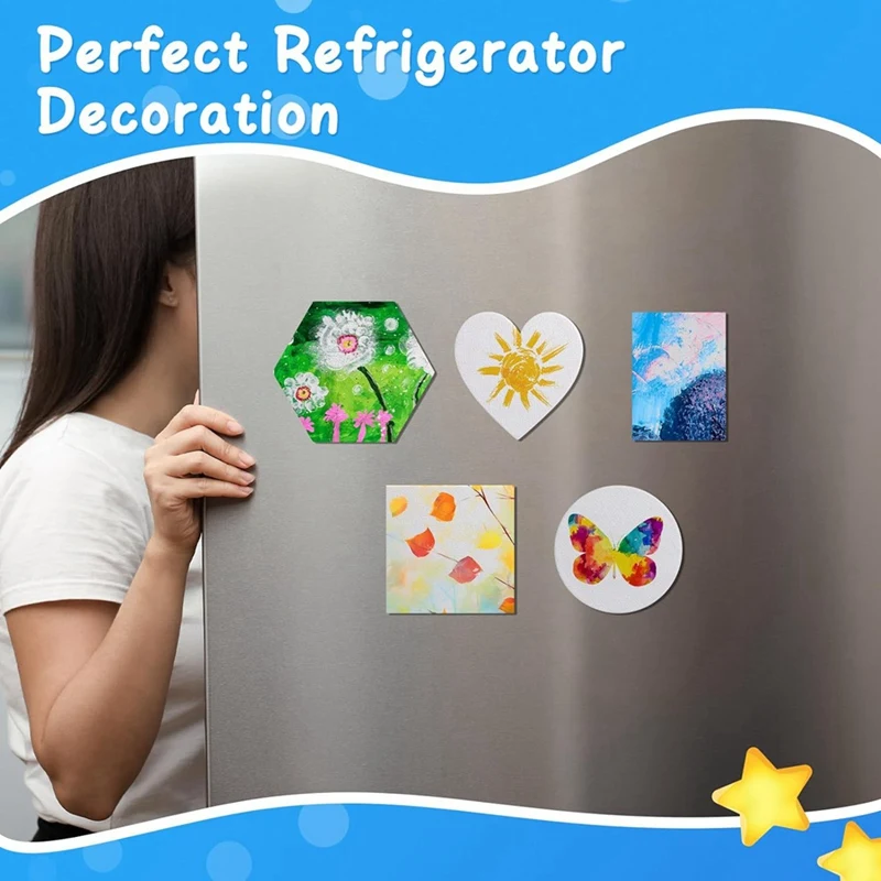 60 Pcs Mini Magnetic Canvas Panel Magnetic Canvas Boards Magnetic Painting Canvas Panel (Multi Shape)