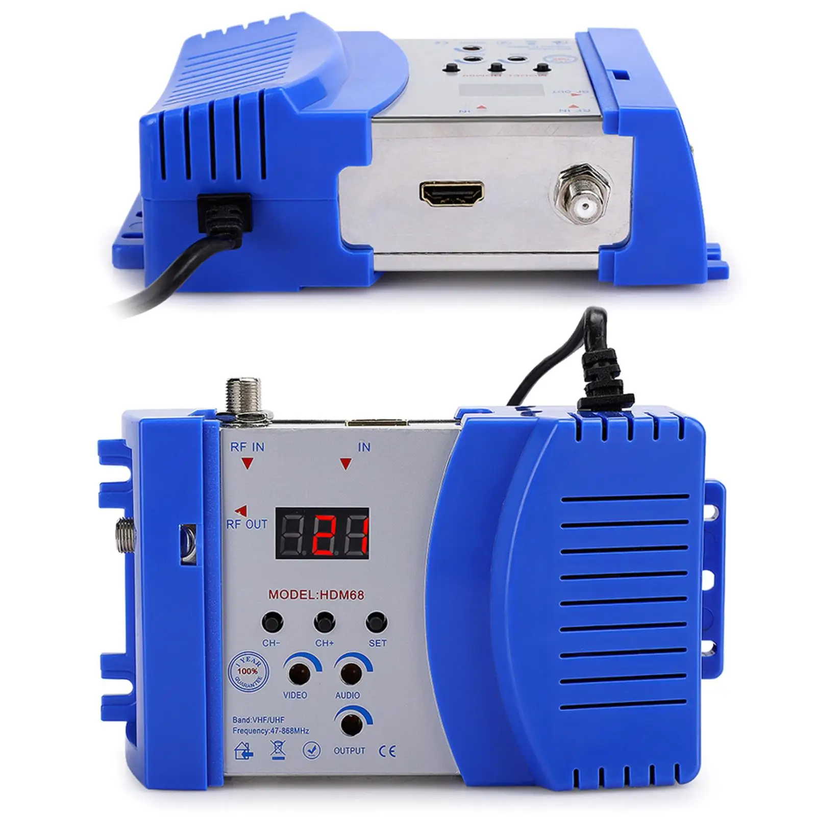 HD Modulator HDM68 Analog RF VHF/UHF Frequency EU Plug Wireless Transmitter 100-240V - Computer Accessories