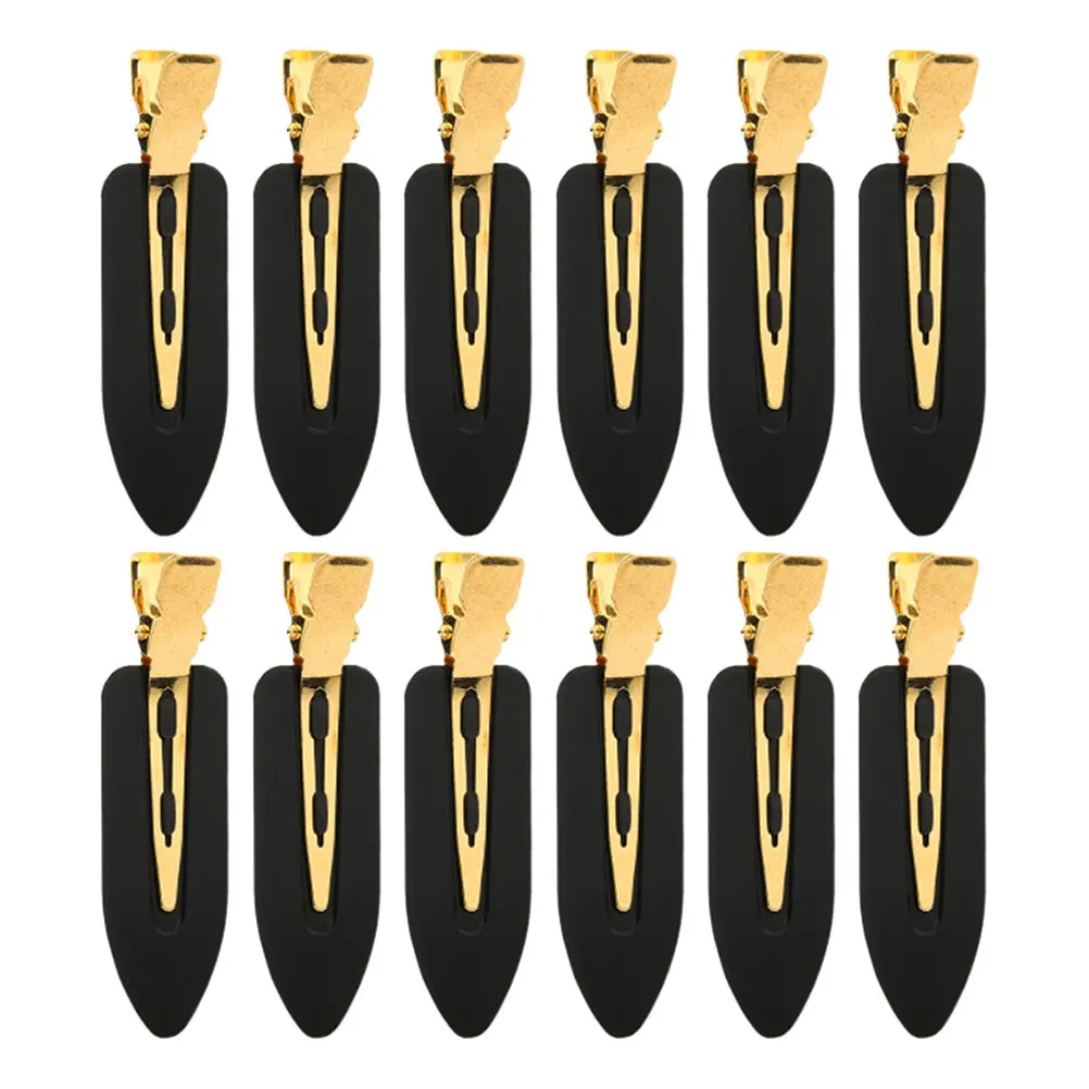 

12Pcs No Crease Hair Clips Resin Stainless Steel Lightweight Smooth Surface No Bend Bangs Styling Sectioning Clips for Women