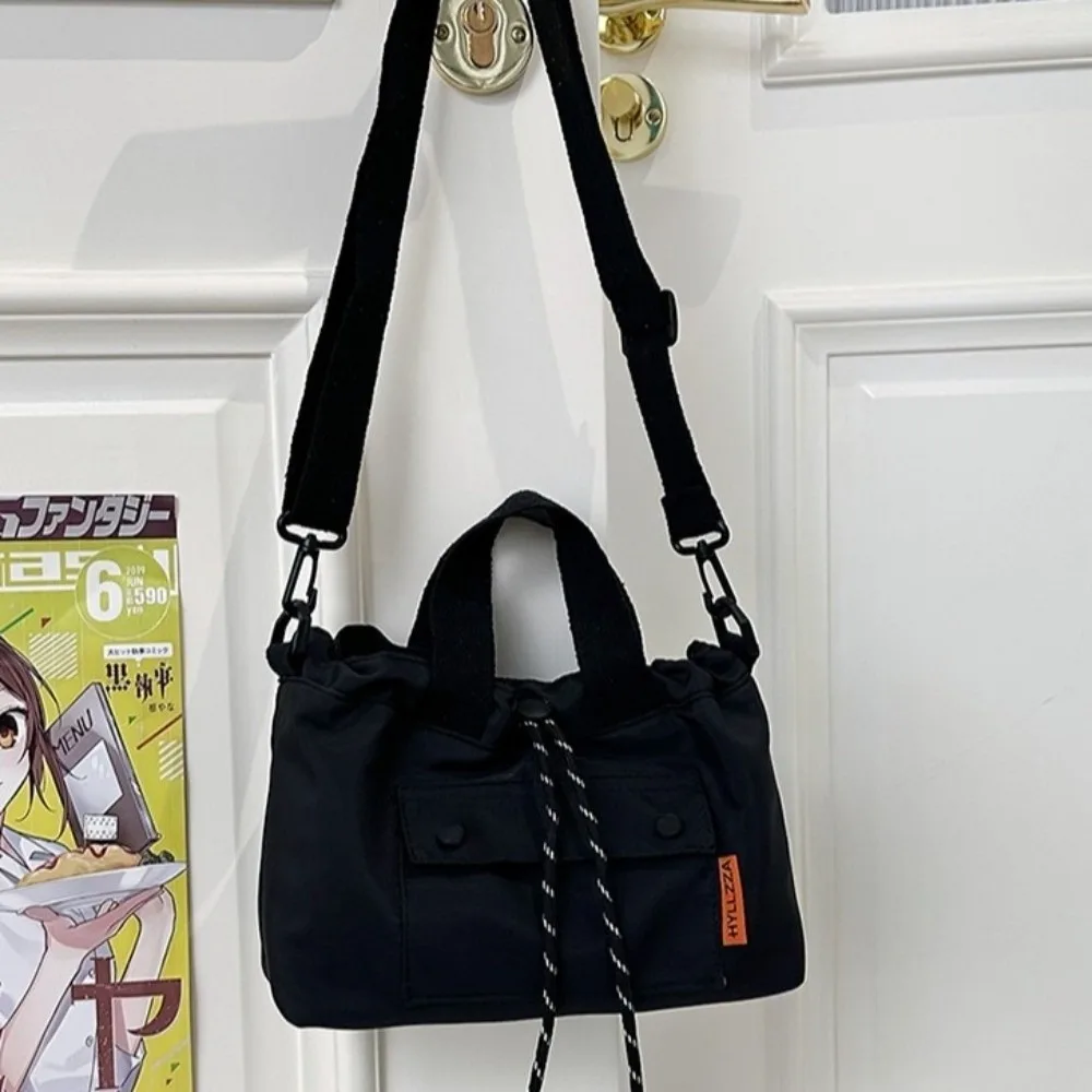 New Functional Bucket Bag Contrast Lightweight Messenger Bag Drawstring Shoulder Bag Unisex