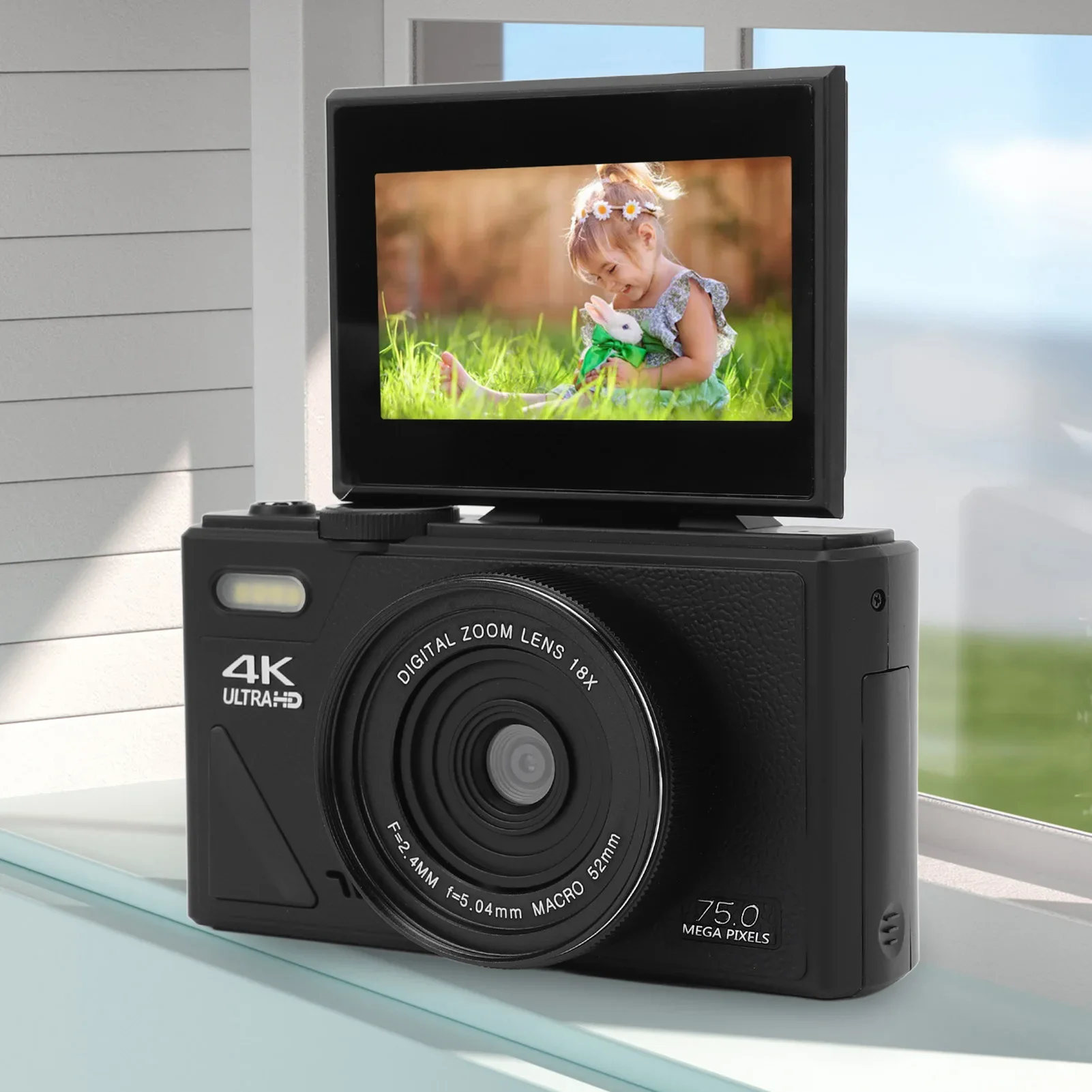 5K Digital Camera 75MP HD with 3 Inch Screen  18X Digital Zoom Autofocus Retro Mirrorless Camera  for Travel Photography