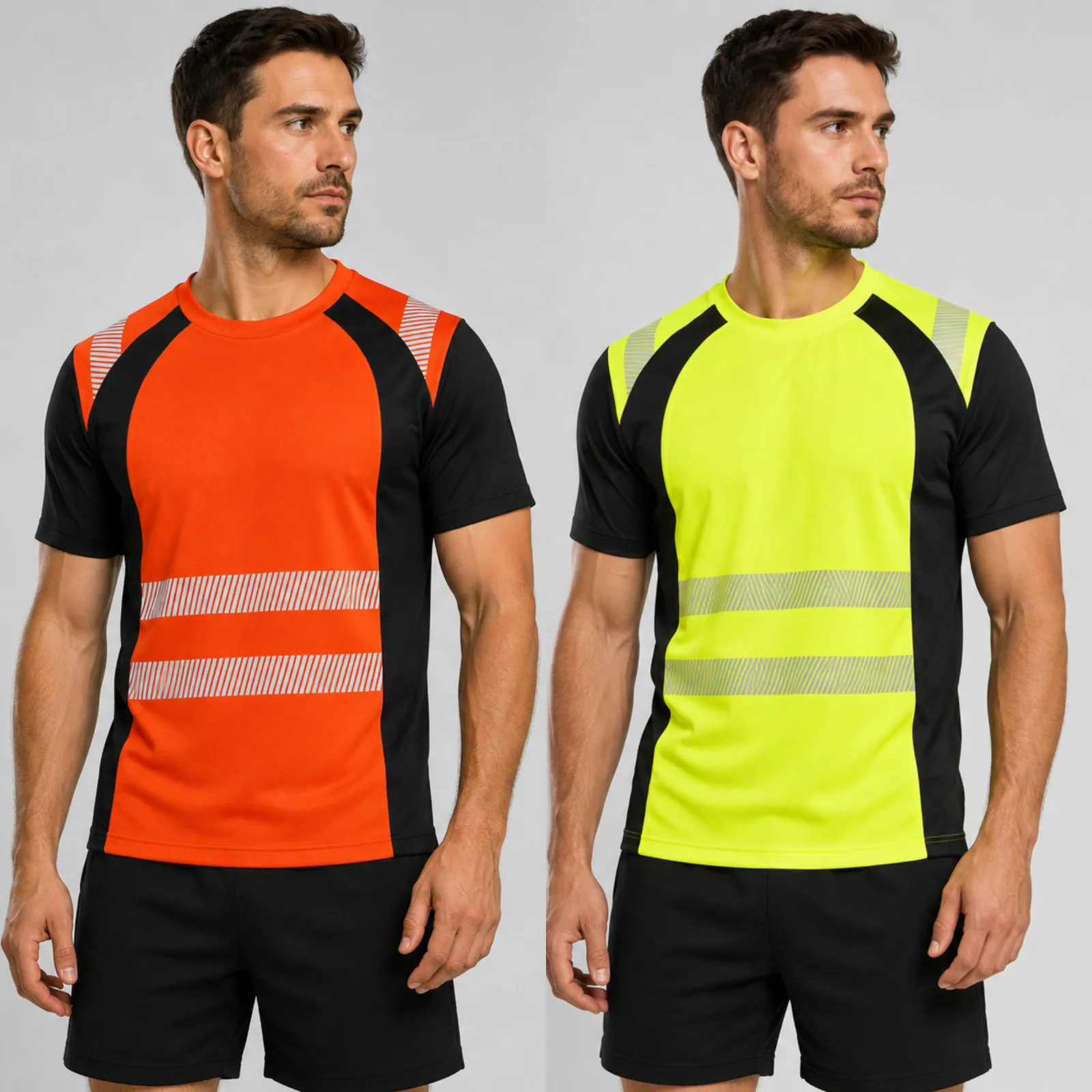 Cosplay Man's Safety 3D T Shirt Men Short Sleeve Workwear Quick Dry High Visibility Construction Working T-Shirt Orange Yellow