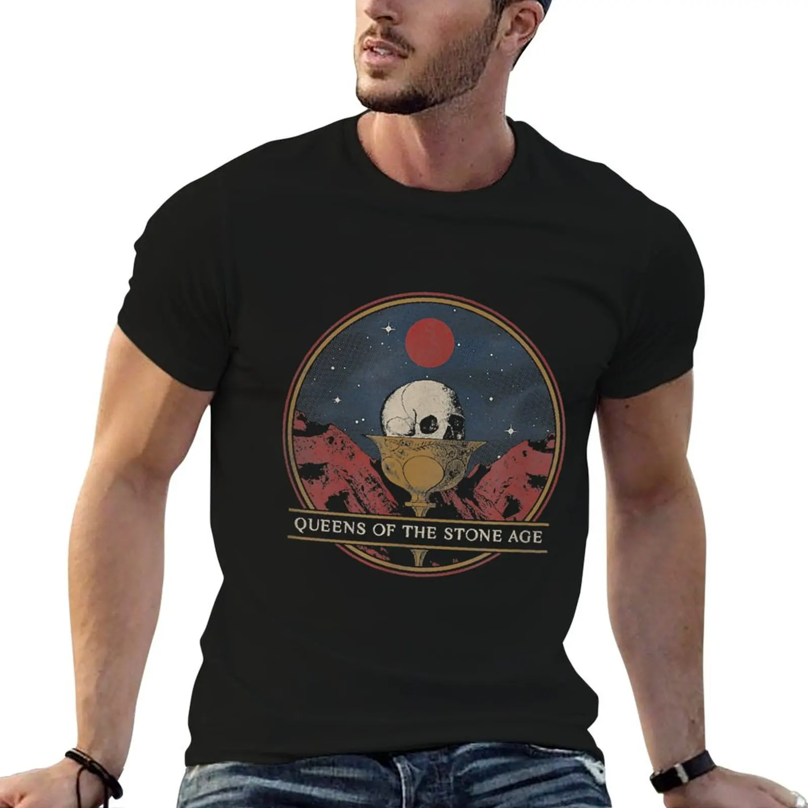 Queens of the Stone Age Skull Kyus Perfect Gift Fan Rock Band T-Shirt Lightweight Cooling Short Sleeve Tee