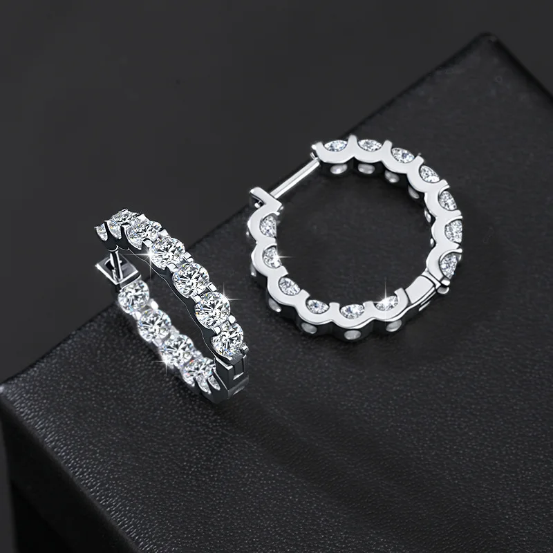 

2.6ct D Color Moissanite Earring 925 Sterling Sliver Plated White Gold Hoop Earring for Women Wedding Party Jewelry