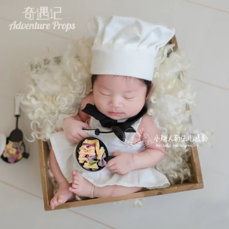 Newborn photography props baby hats chef aprons baby chefs themed adventures original handmade studio art photos  تذكارات للرضع