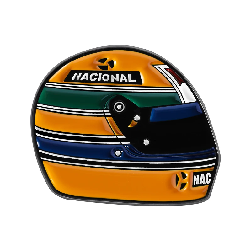 Rennfahrer-Emaille-Pins, personalisierte Brasilien-Rennlegende-Helm-Broschen, Anstecknadeln, lustiger Schmuck, Geschenk für Kinder und Freunde