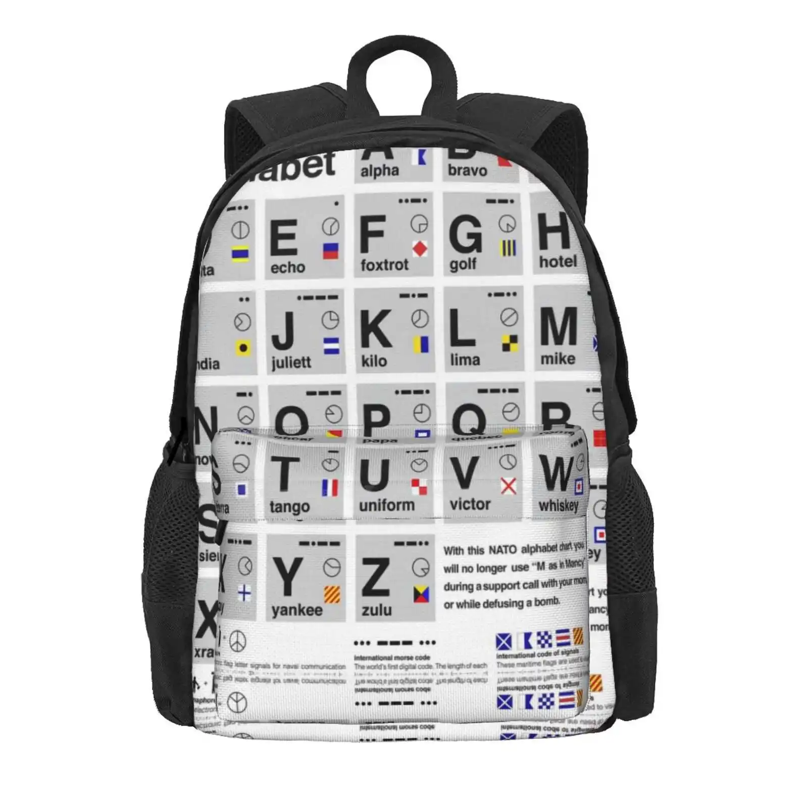 Nato Phonetic Alphabet Hot Sale Schoolbag Backpack Fashion Bags