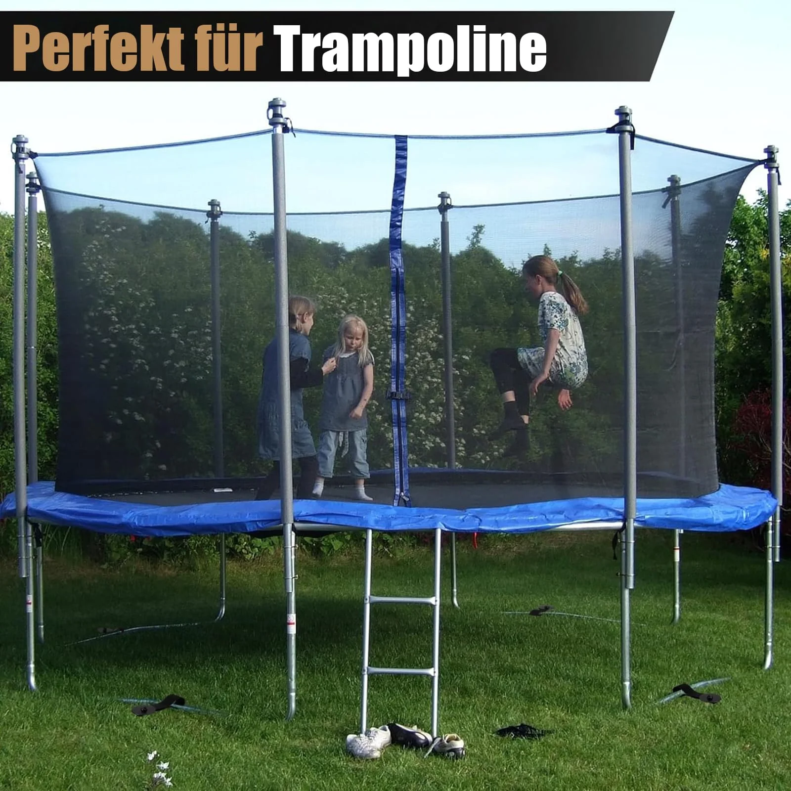 6 Set 12'' Trampoline Anchors Trampoline Stakes Ground Anchors Kit Hind Wind Beach Sand Stakes for Camping with Belt Straps view 6