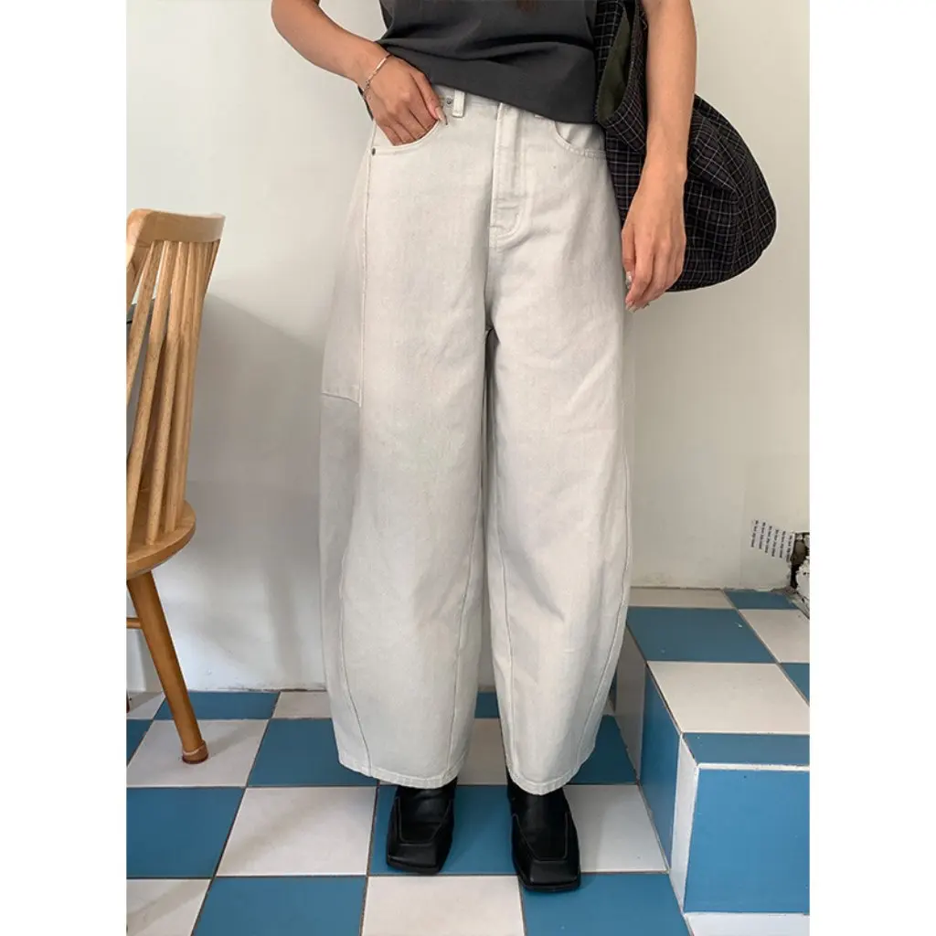 

Классические свободные джинсы в форме кокона с высокой талией, женские повседневные длинные брюки, осенний новый стиль, тринадцатый ряд Мулан 55077