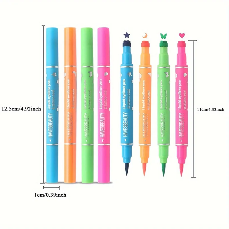 12Pcs/set Eyeliners Stamp 4in1 Stars Butterflies Hearts Moon Colorful Face Stamps Makeup Eyeliner Eye Stamp Liners Tool Set