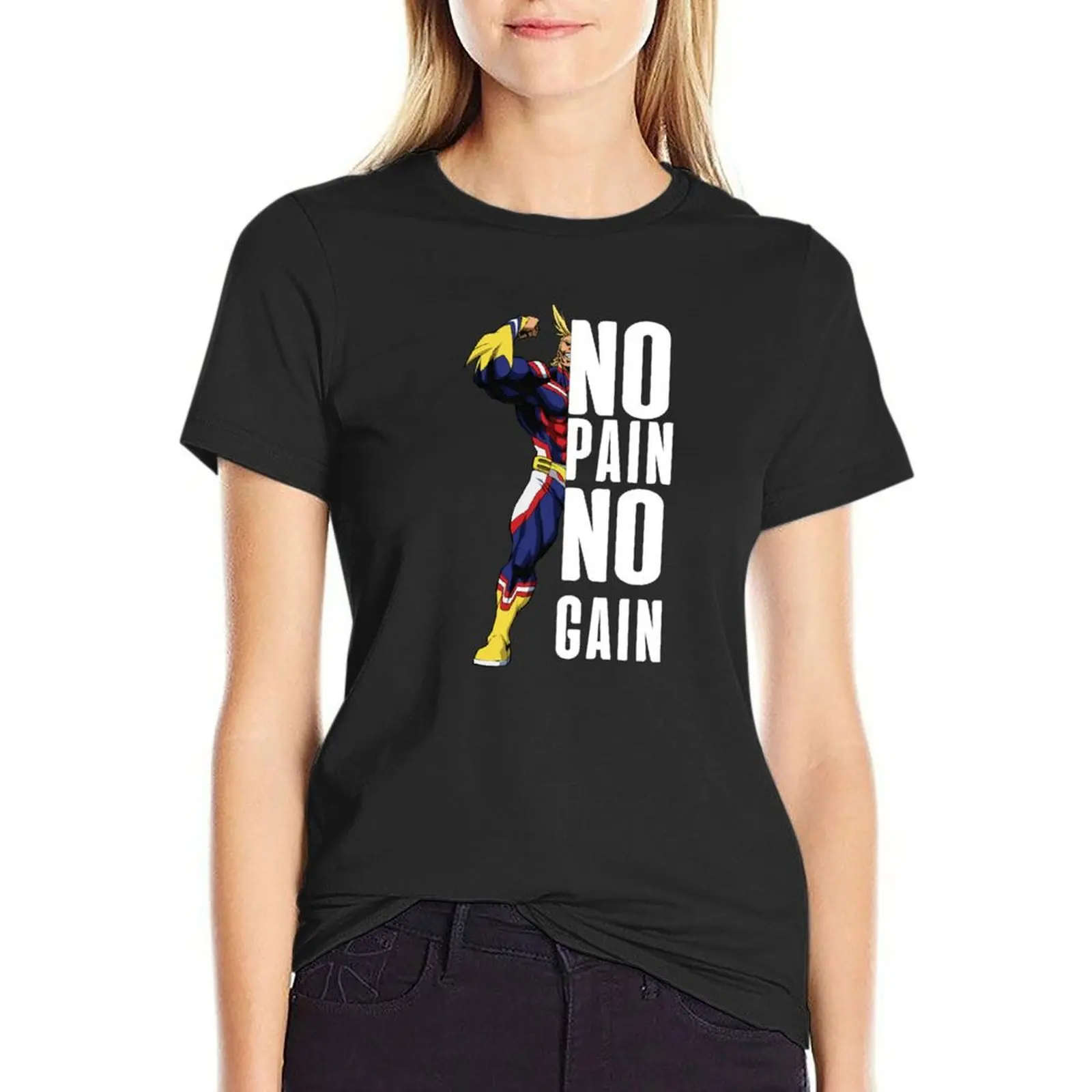 

No Pain No Gain-All Might T-Shirt summer clothes plus size tops black t shirts for Women