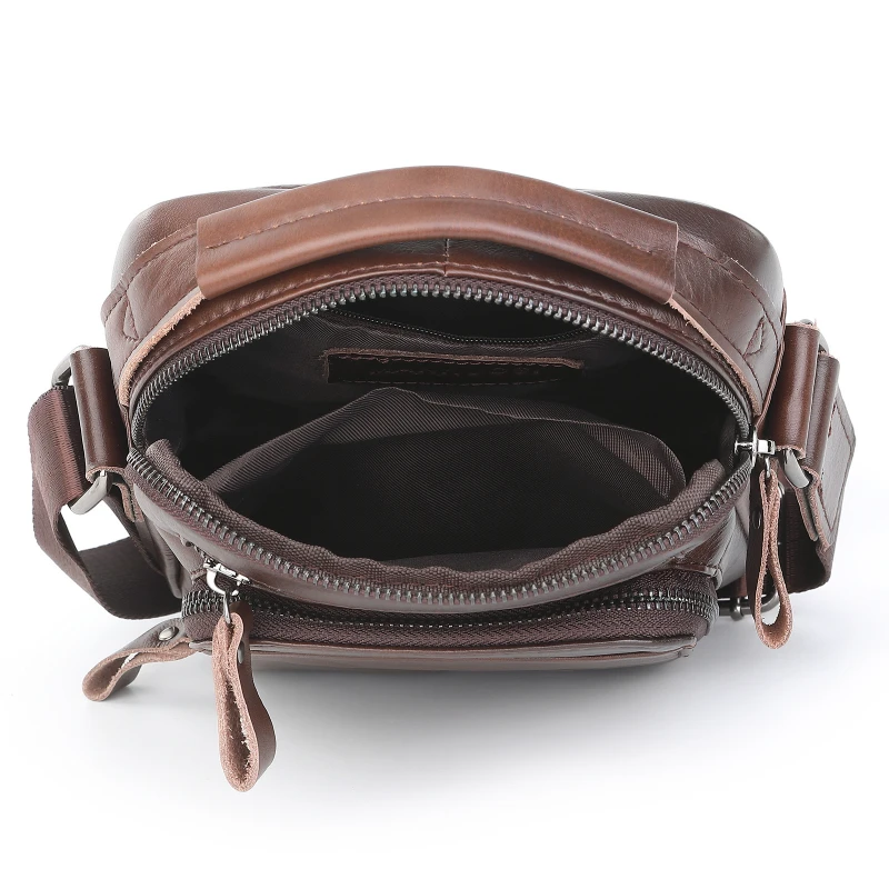 Small Men Genuine Leather Handbag Male Fashion Shoulder Bag High Quality Cowhide Leather Crossbody Bag Men\'s Briefcase Tote