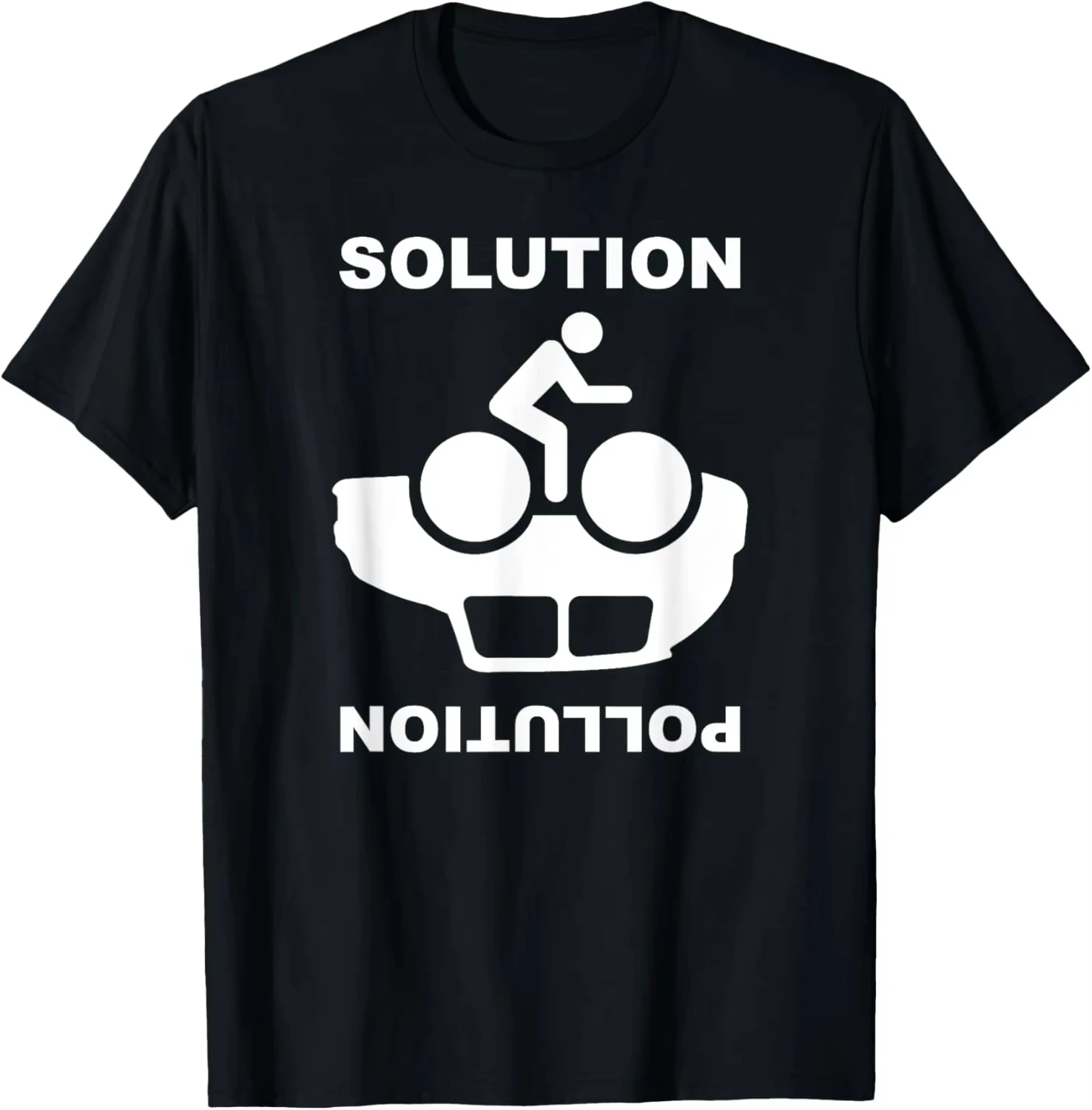 Solution Pollution Bicycle Bike Environmental Protection T-Shirt Custom Printed Graphic T Shirts Individuality Camisas