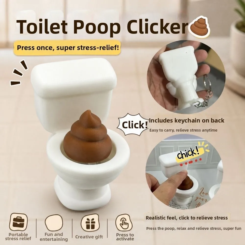 3D Printed Toilet Poop Clicker Relaxed Funny Button Clicker Keyring Clicker Sound Creative Press Keyboard Keychain Gift Giving