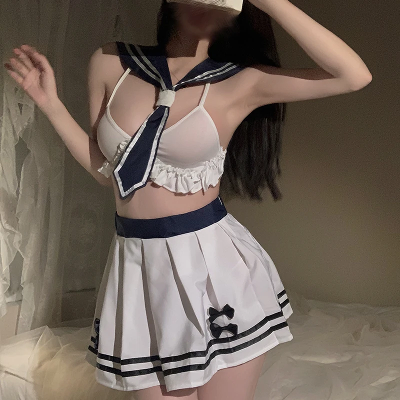 

Sexy Lingerie Plaid Pleated Mini Skirt with Necktie Japanese Schoolgirls Uniform Skirts Cosplay Costume Fancy Dress Ball Outfit