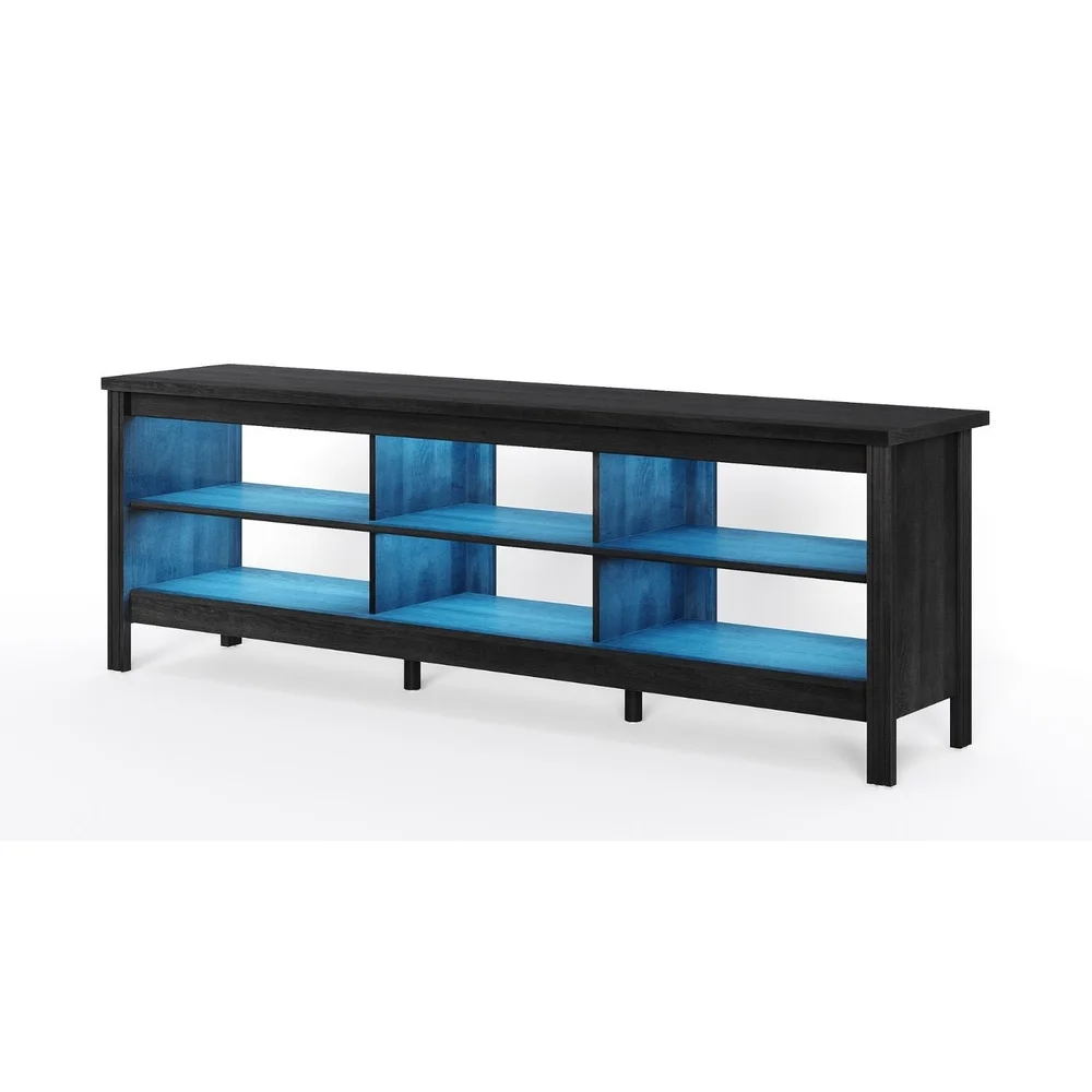 Suporte de TV de fazenda, centro de entretenimento de TVs de 75 polegadas com 6 prateleiras de armazenamento, mesa de console de madeira de carvalho MDF durável