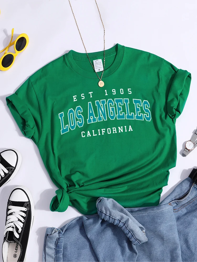 Esr 1905 Los Angeles California Print Woman T-Shirts Vintage Simple Style Clothes Niche Niche T-Shirt Hip Hop Casual Tee Shirt