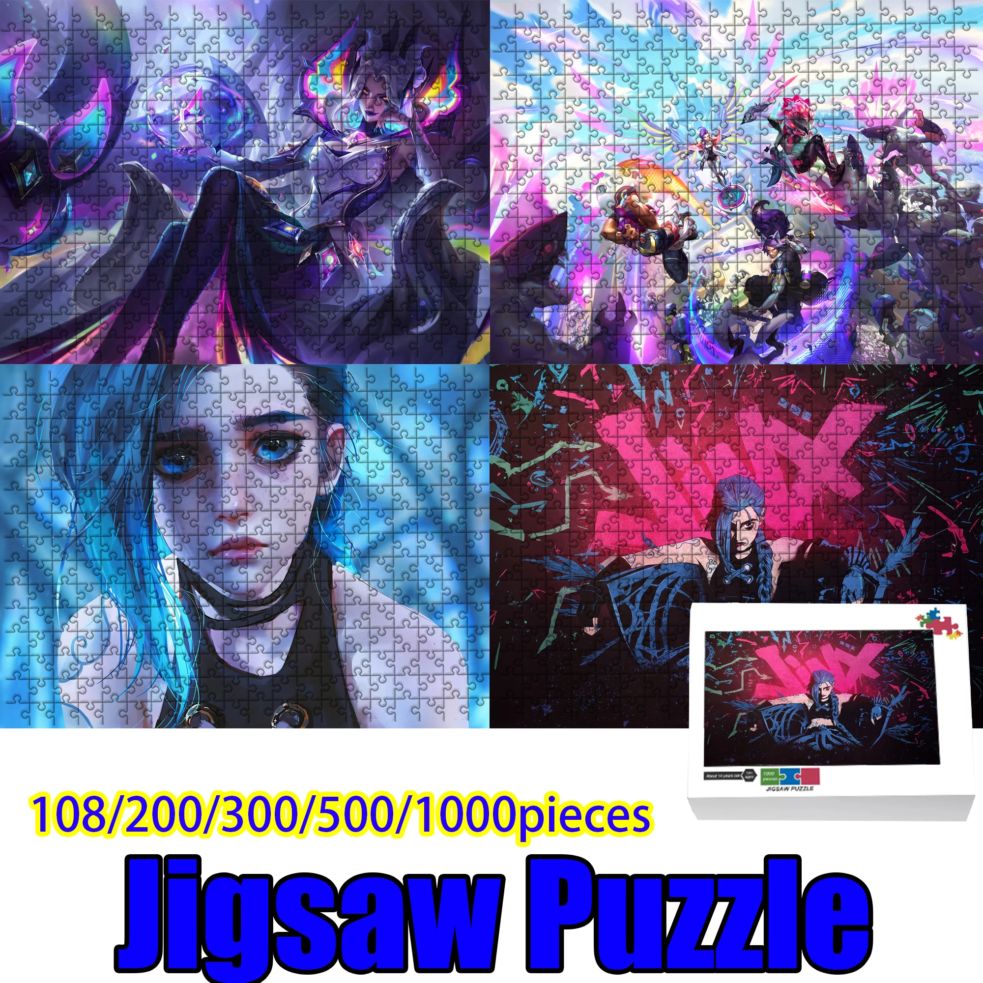 

Деревянный пазл League of Legends, Джинкс, 108/200/300/500/1000 элементов, подарок для взрослых фанатов, снимающий стресс, высокое качество