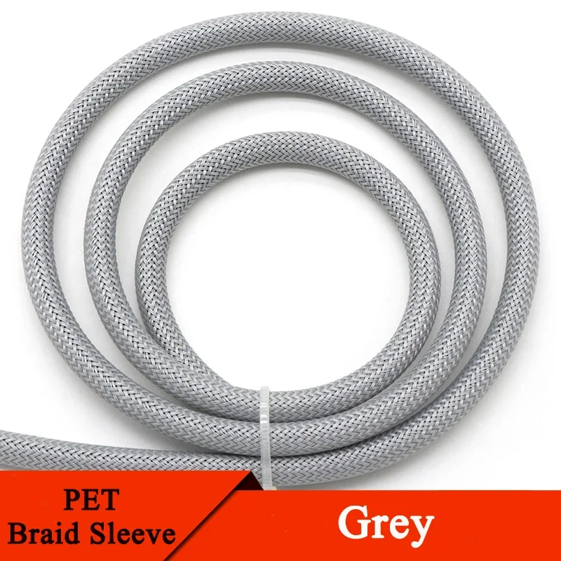 

1/10M Grey PET Braided Sleeve 2 4 6 8 10 12 14 16 20 25 30 40 50 60mm High Density Insulated Cable Protection Expandable Sheath