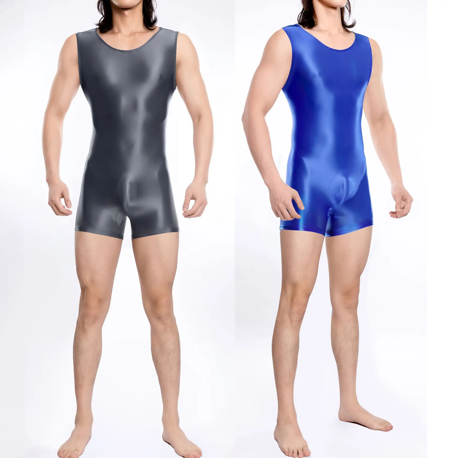 High Elastic Shiny Slippery Bodysuit for Plus Size Women for Style Tight Open-Crotch Seamless Bodysuit for Adult Costume