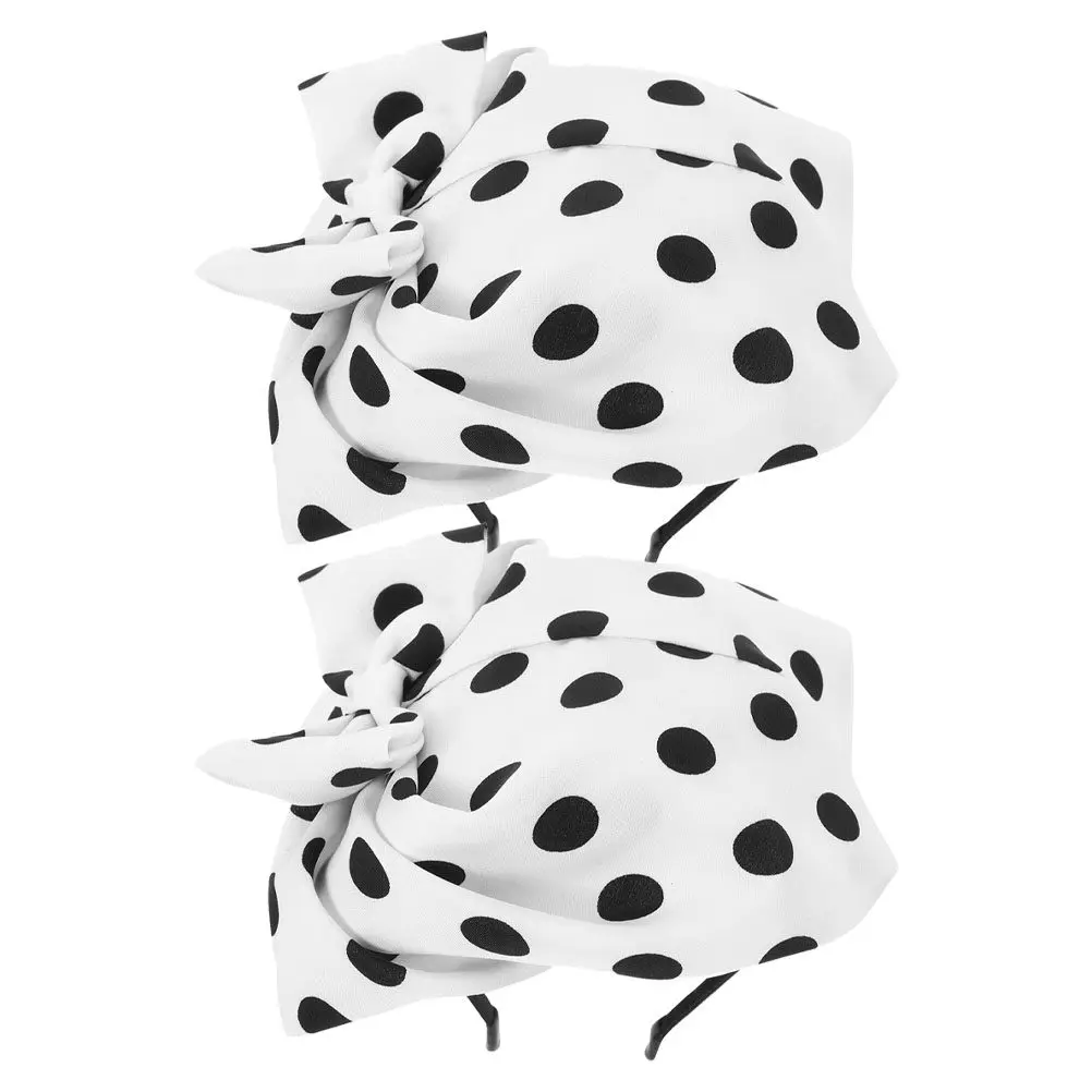 

2Pcs Vintage Half Beret Headband Polka Dot Hat Elegant Fascinator Hairband Party Wedding Tea Cosplay Accessories White