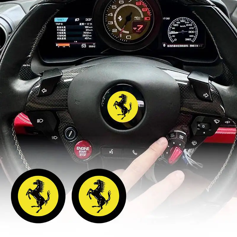 Pegatinas Decorativas para Volante con Logotipo de Coche F-Ferrari-F de 5.5CM para Ferrari Roma 488 Portofino Spider SF90 F8 Competizione