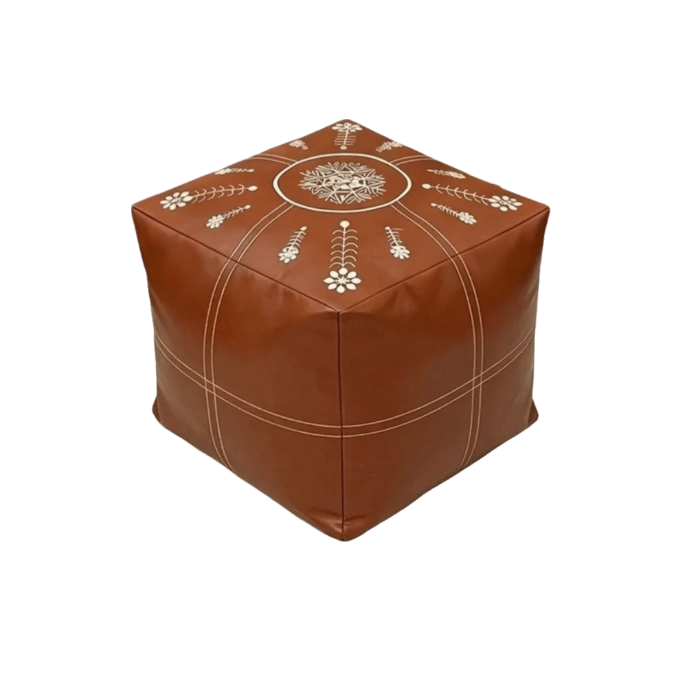 PU Leather Sofa Stool Cover Unstuffed Large Capacity Seat Cushion Cover Waterproof Embroidery Square Storage Pouf Floor Corner