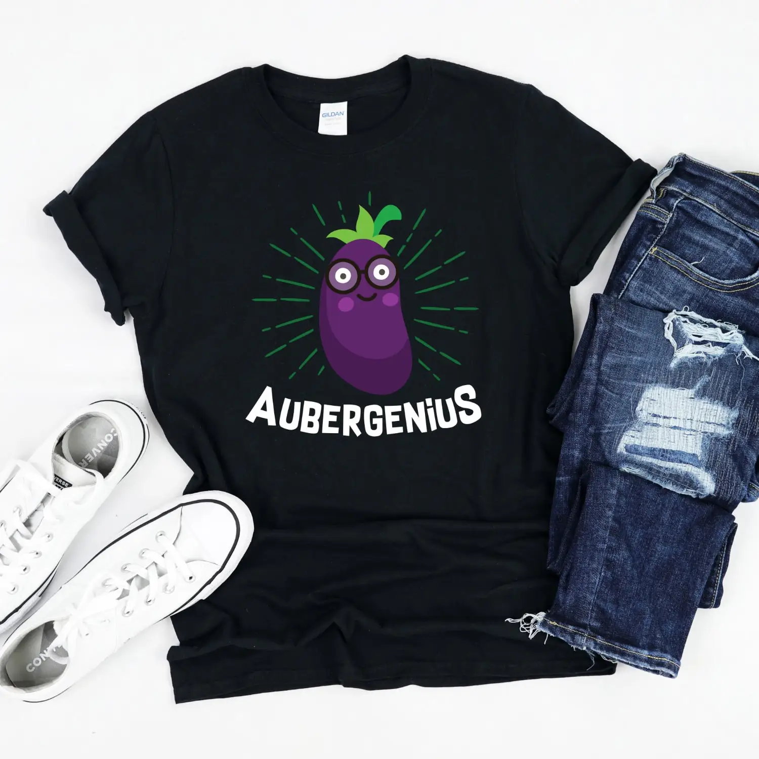 Aubergenius Vegan Shirt, Aubergine Eggplant Vegan Foodie Shirt