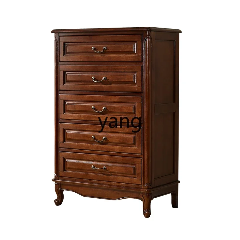 

LMM American solid wood pure log storage cabinet bedroom bedside table chest of drawers