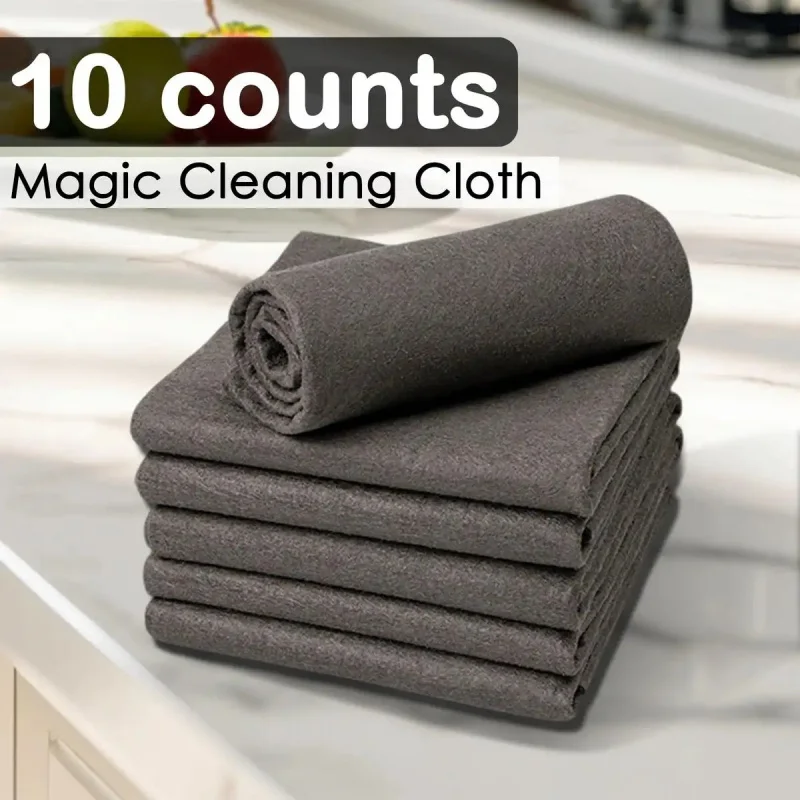 Lot de 10 chiffons de nettoyage magiques épaissis en microfibre, sans traces, réutilisables, lingettes miracle multifonctionnelles en fibres