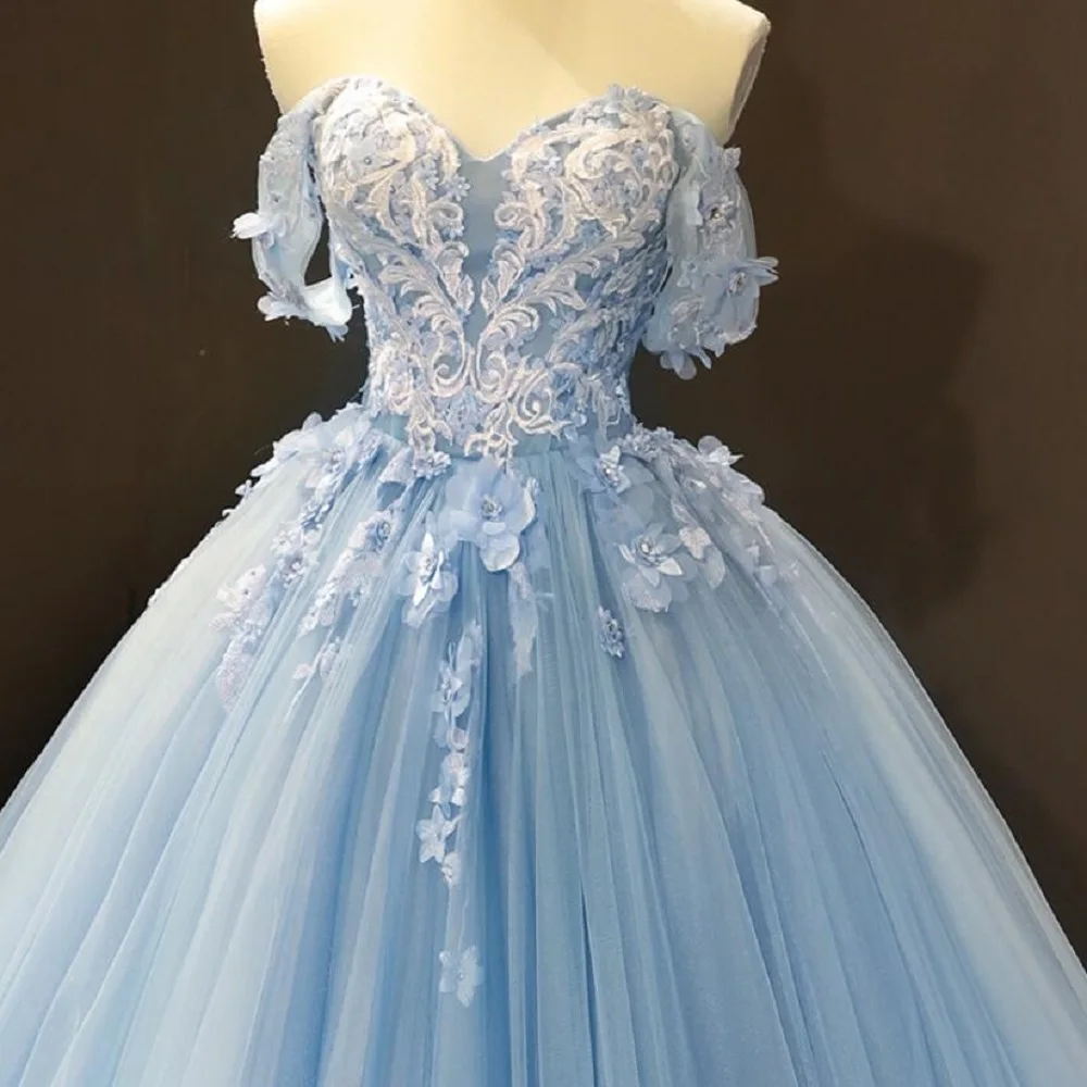 4036 Blue Sweetheart 2024 Quinceanera Dresses 15 Vintage Applique Beaded Birthday Princess Party Gowns