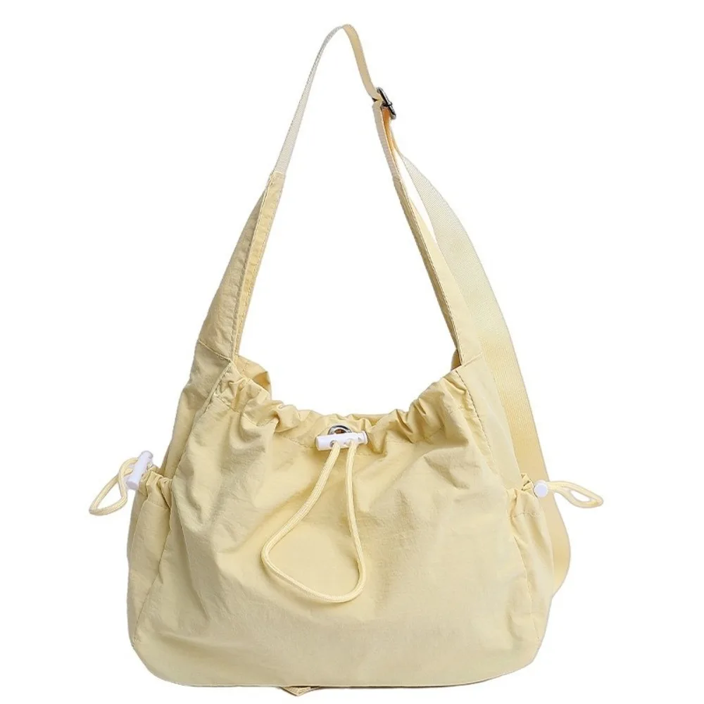 

Casual Korean Nylon Shoulder Bag Pleated Waterproof Drawstring Tote Bag Large Capacity Commut Crossbody Bag Handbag