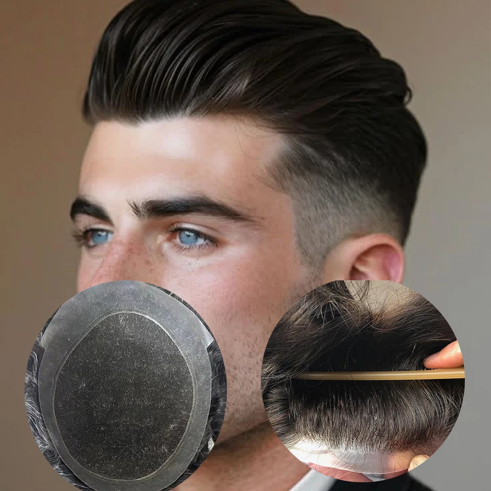 

Natural Hairline Australia Male Hair Prosthesis Breathable Lace PU Base Real Human Hair Toupee Brown Man's Wigs Exhaust Systems