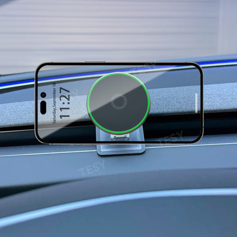 Magnetische Handyhalterung mit kabellosem 15W-Ladegerät, kompatibel mit MagSafe für Tesla Model Y Juniper Launch 2026 Model 3 Highland – Detail 8