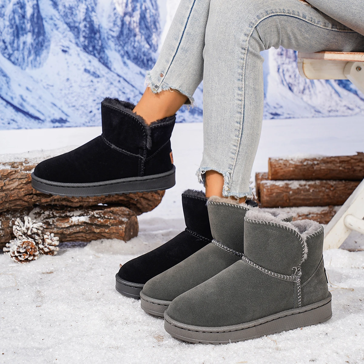 2025-botas-de-neve-femininas-mais-quente-cor-solida-moda-antiderrapante-inverno-sapatos-de-algodao-plataforma-quente-botas-de-tornozelo-zapatos-de-mujer
