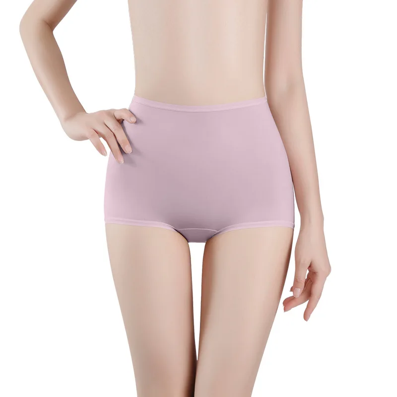Summer High Waist Women\'s Solid Underwear Ice Silk Seamless Panties Breathable Undies Lingerie Female Sexy Underpants Knickers