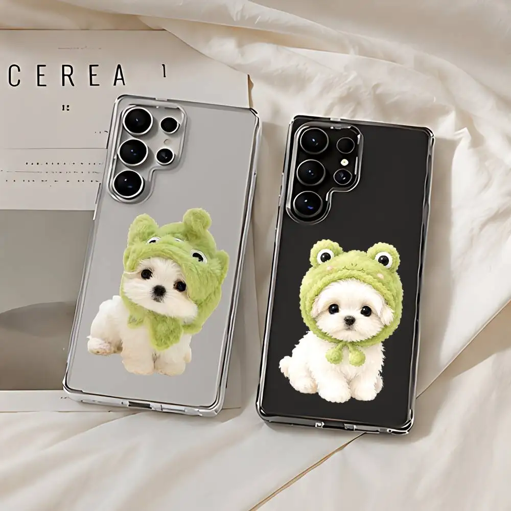 Funny Green Headgear Puppy Dog Phone Case For Samsung Galaxy S21 S22 S23 S24ULTRA S25ULTRA FE Ultra Plus5G A52S S26 Cover