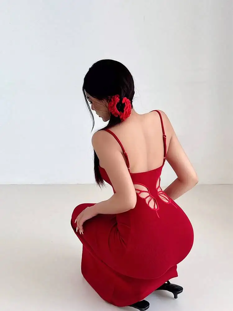 

Элегантное летнее платье с вышивкой бабочек, открытой спиной, облегающее, длинное, модное, для женщин, 2024, новинка 73RX