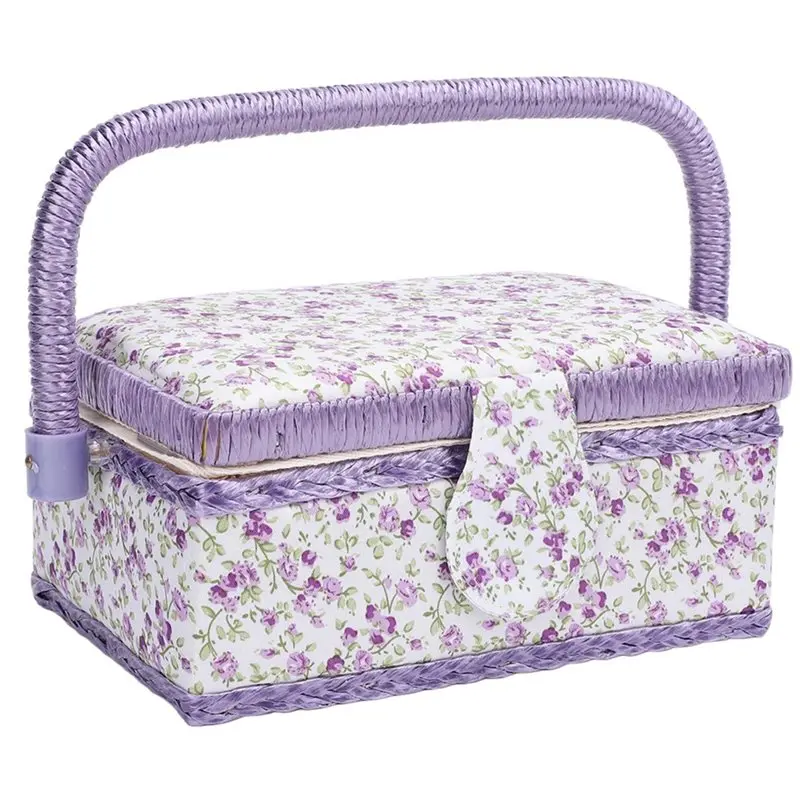 

A76X-Removable Tray Sewing Tool Storage Basket, Portable Double-Layer Sewing Tool Organizer For Thread, Scissors, Spools