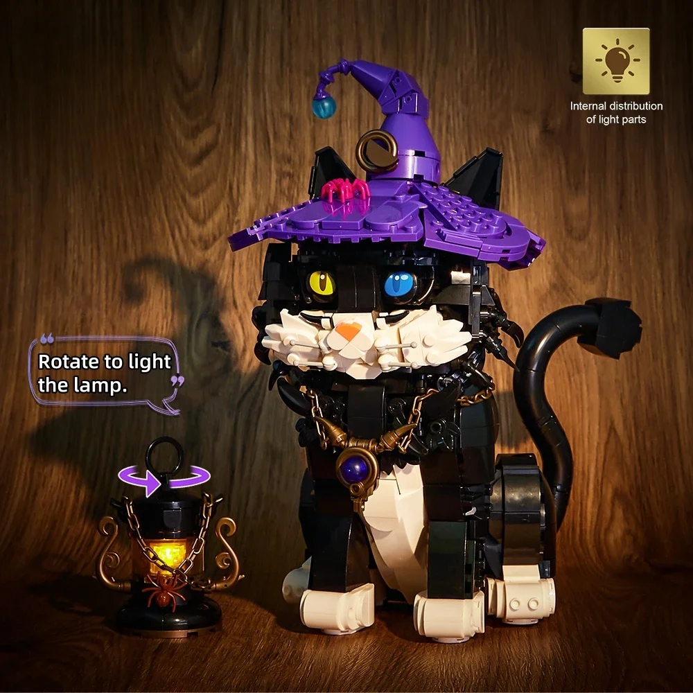 1128 Uds. Bloques de construcción de gato mágico creativo figura coleccionable juguete educativo adecuado para regalo de vacaciones para niños