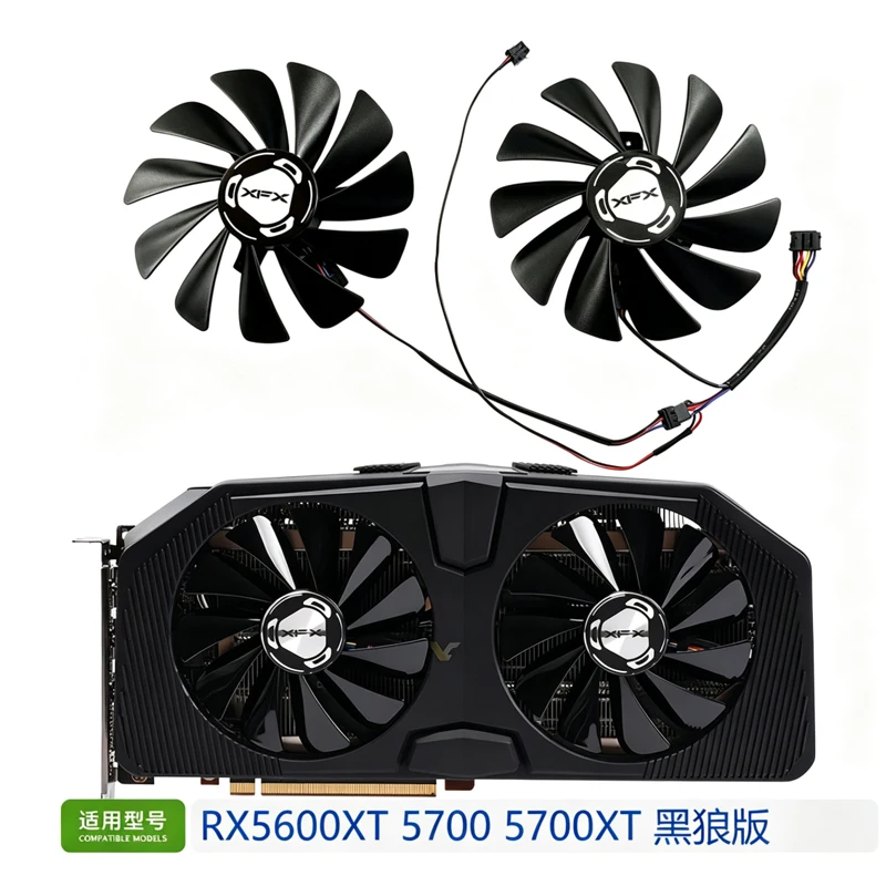 Replacement GPU Cooling Fan for XFX RX5600XT 5700 5700XT Ultra/Best Black Wolf, 95mm Fan, 39mm Mounting Hole Spacing