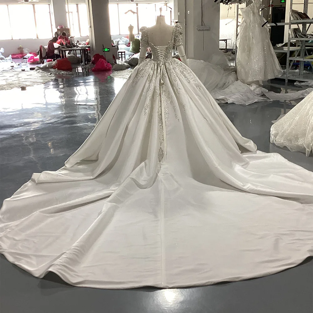 Elegant Ball Gown Short Sleeves Women Wedding Dresses Popular Organza Bridal Gowns Customized Ball Princess Vestido De Novia